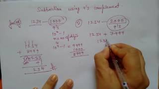 Subtraction using 9's complement