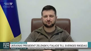 Ukrainas president Zelenskyj håller tal till svenska folket | Efter fem | TV4 \u0026 TV4 Play