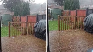 Hailstones In Garden During Heatwave