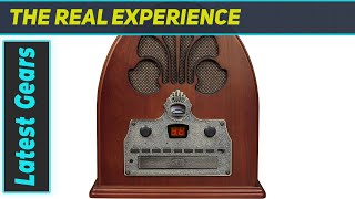 Crosley CR32D-PA Cathedral Retro AM/FM Tabletop Radio with Bluetooth Receiver and CD Player,