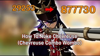 Chevreuse Nuke : 29K to 877K (4 STAR WEAPON) (NO FOODBUFF) - Genshin Impact