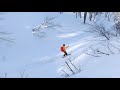 スプリットボードでディープパウダーツリーラン　deep powder snow splitboarding nagano japan