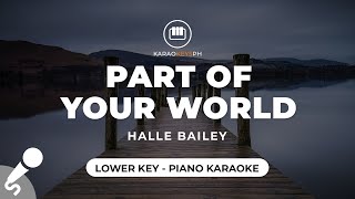 Part Of Your World - Halle Bailey (Lower Key - Piano Karaoke)