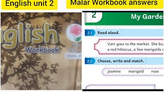 Term 3  class3 Unit 2 My garden Malar Workbook answerswith explanation English Ennum Ezhuthum