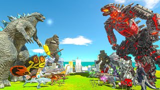 King Kong Godzilla Dinosaur Fight vs. MechaGodzilla + Mecha Team - Animal Revolt Battle Simulator