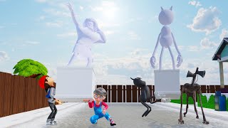 Scary Teacher 3D Nick and Tani vs Cartoon Cat, Siren Head Troll miss T - Funny Game Animation