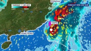 Typhoon Krathon making landfall in Taiwan