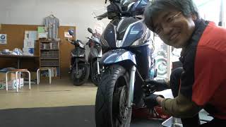 KYMCO　ターセリーS150　フロントタイヤとブレーキパッド交換　4/30