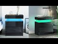 modern led nightstand with 2 high gloss drawers