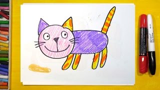 Как нарисовать Кошку, Урок рисования для детей от 3 лет