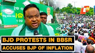 Odisha: BJD Leaders Stage Protest In Bhubaneswar Against BJP Over ‘Inflation’ \u0026 Rising Prices