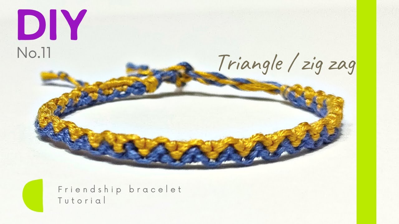 Triangle Beginner Friendship Bracelet Tutorial Zig Zag Line 2 Colors