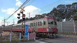 2018.2.4　赤電　西武多摩川線「競1踏切」その1　Seibu Tamagawa Line Motorboat field No.1 railroad crossing