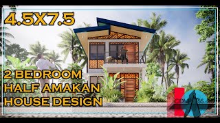 4.5M X 7.5M TWO STOREY 2 BEDROOM HALF AMAKAN HOUSE DESIGN