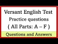 Versant English Test - Practice Test - All parts - Questions and answers