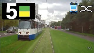 🚊 GVB Amsterdam Tramlijn 5 Cabinerit Centraal Station - Amstelveen Stadshart Driver's view POV