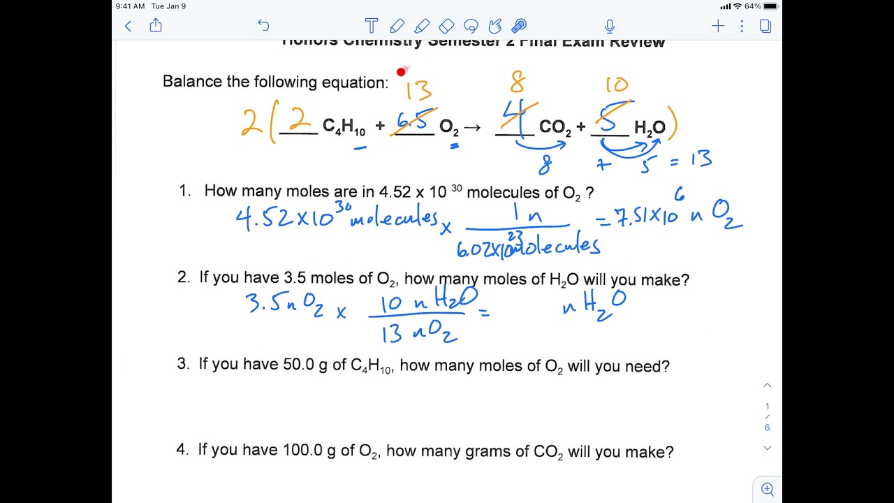 Honors Chem Sem 2 Final Exam Review Page 1 - 2021 - YouTube