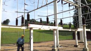 Opening a 69kv switch in a low profile substation.