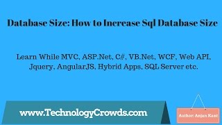 Database Size: How to Increase Sql Database Size
