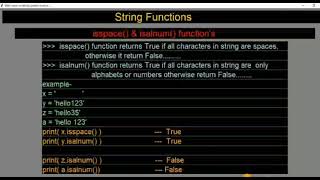 Python string function isspace() & isalnum()..