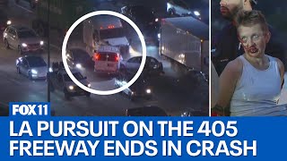 405 Freeway pursuit of wrong-way driver ends in violent crash