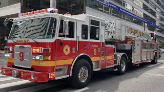 PHILADELPHIA FIRE DEPARTMENT ENGINE 43 AND TILLER LADDER 9 RESPONDING WITH ( HORN AND SCREAMING Q )