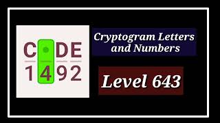 Cryptogram Level 643 Letters and Numbers