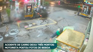 Carro em alta velocidade invade posto de combustível e deixa três mortos em São Paulo.