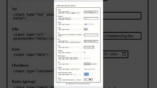 HTML Input Tags List Tutorial (Web Development) #html