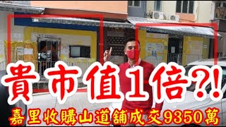 今日新聞: 貴市值1倍!? 第3182(註冊): 成交9350萬， 收購唔識畀分， 西環山道79至85號山道閣地下2至3號及C鋪，以9350萬成交，買家為嘉里及相關人士。