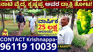 Contact Krishnappa-96119 10039- 25 ಲಕ್ಷ ಆದಾಯ ಬರುವ ನಾಟಿ ವೈದ್ಯ ಕೃಷ್ಣಪ್ಪ ಅವರ ದ್ರಾಕ್ಷಿ ತೋಟ!-E04-#param