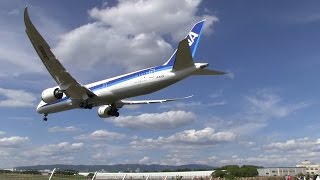 伊丹空港 千里川土手 ANA B787-9  JA830A 飛行機 着陸 2014年9月21日