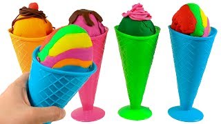 ⚡ DINO EL DINOSAURIO ⚡ Aprende los colores con helados sorpresas de play doh de muchos sabores