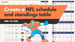Build an interactive and dynamic NFL schedule and Standings Table in Excel