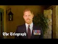 Prince Harry dons medals to present Forces award remotely from back door of Montecito mansion