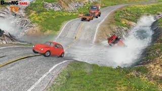 Cars vs Heavy water flowing vs LOG BRIDGE vs CARS VS DEEP RIVER #42 - BeamNG.drive | BeamNG-Cars TV