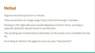 B.F. Skinner project pigeon