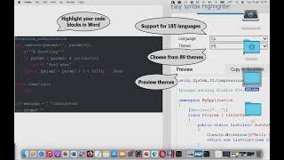 Easy Syntax Highlighter MAC OS add-in/add-on/plugin WORD