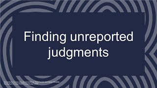 Finding unreported judgments
