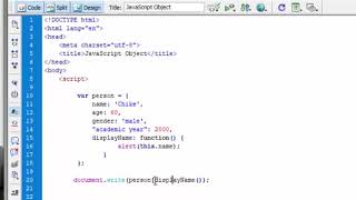 Javascript Tutorial -35- Calling Objects Methods