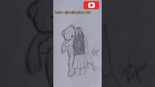how to draw girl with teddy bear | how to draw girl holding a teddy bear | teddy bear #shorts