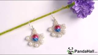 PandaHall Crackle Glass Beads Earrings