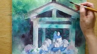 #19 透明水彩でお地蔵様を描く｜Painting Temple in Watercolor