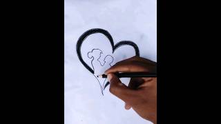 One line drawing of mother with baby inside a heart 💓 |#shorts #art #viralvideo