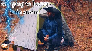 camping in heavy rain. solo night camping. @fireandpot01