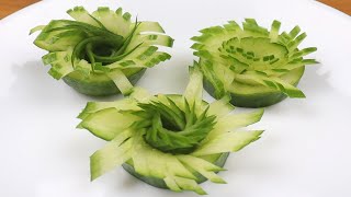 Salad decoration in plate | vegetables and fruits carving | How to make cucumber flower