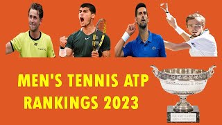 MEN'S TENNIS ATP RANKINGS 2023 21-MAY-2023. #ATP #frenchopen