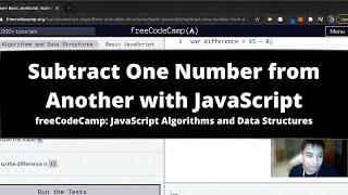 Subtract One Number from Another with JavaScript (Basic JavaScript) freeCodeCamp tutorial