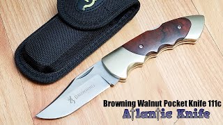 BROWNING WALNUT WOOD HANDLE LOCKBACK STAINLESS FOLDING CLIP PT BLADE KNIFE 111C