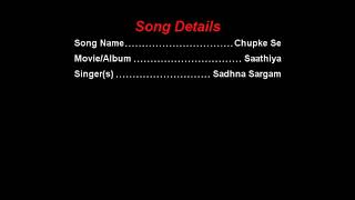 Chupke Se Chupke Se Karaoke Mp4 Track from Saathiyan.